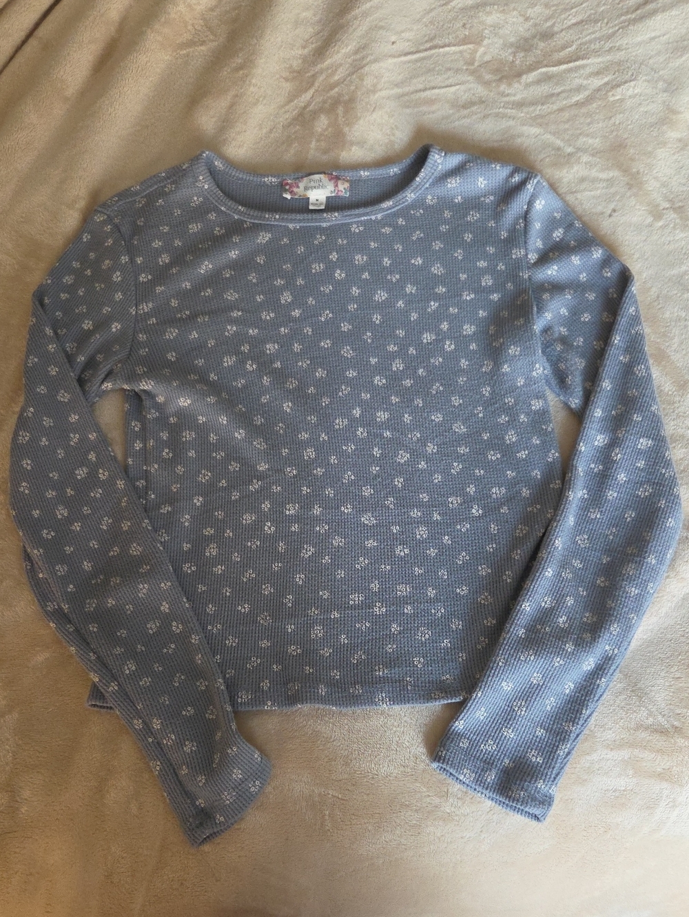 Light Blue Floral Long-Sleeve Shirt